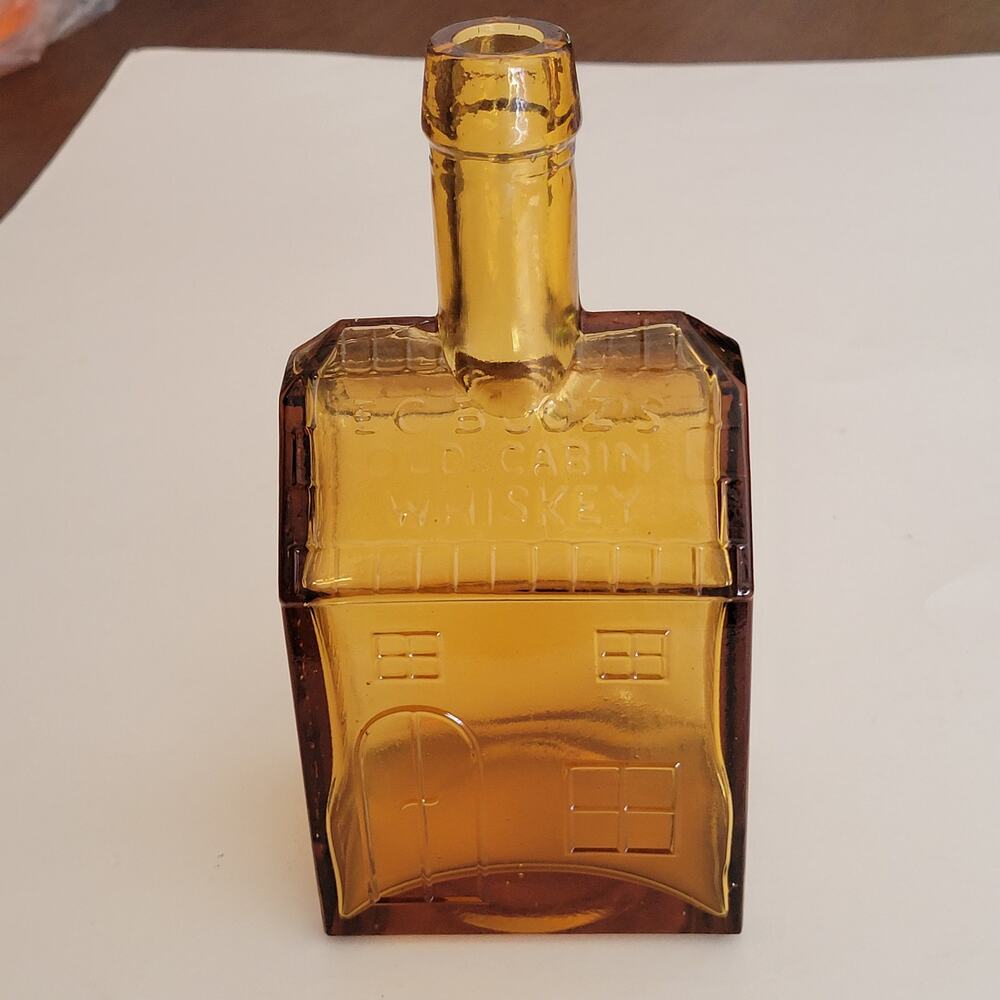 Vintage EC Booz's Old Cabin Whiskey Amber Glass EMPTY Bottle Philadelphia 8.5"